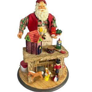 Traditions Christmas Santa Workshop‎ Fabric Mache Centerpiece Large w Box